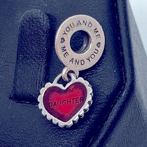 Pandora Red Enamel Daughter Heart Sterling Silver Dangle Charm | 790950EN27